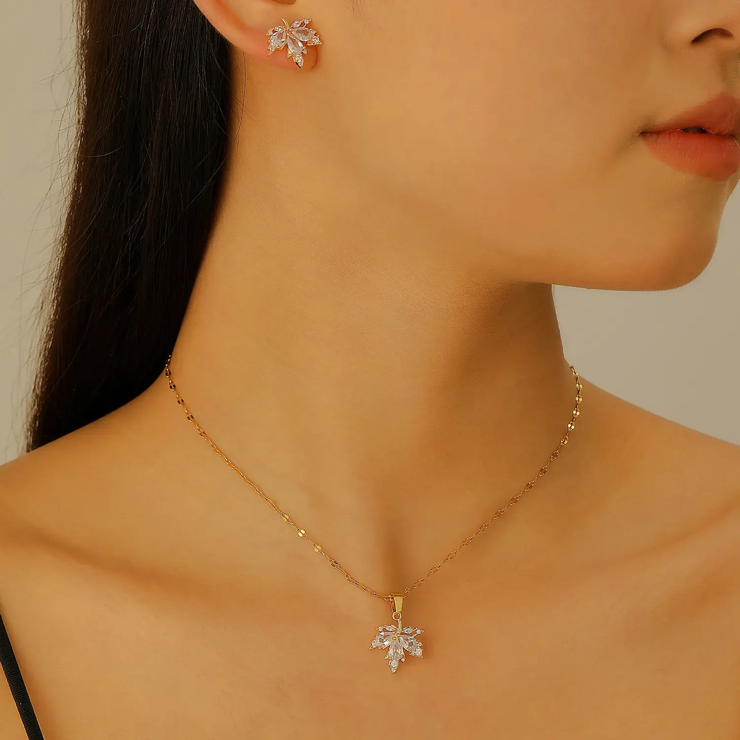 Leaf Necklace & Earring Set - FY0194